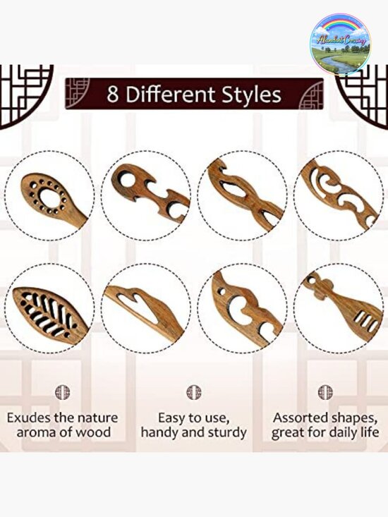 8 Wooden Hair Sticks Chopstick Pin Bun Maker Hair Accessories main image 6